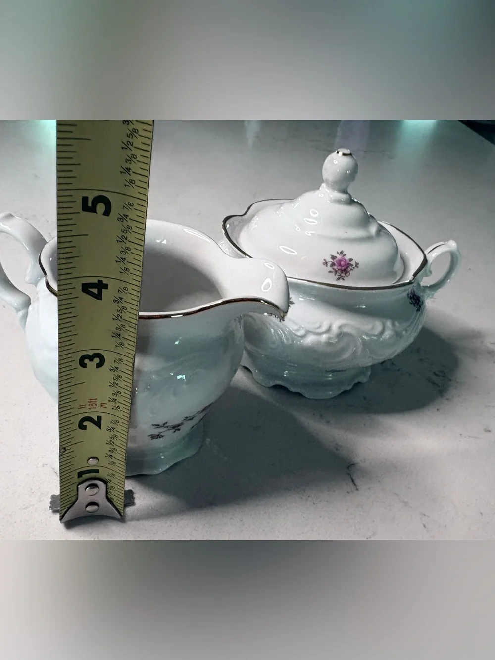 Vintage Wakbrzygh Poland Rose Sugar Bowl & Creamer Set